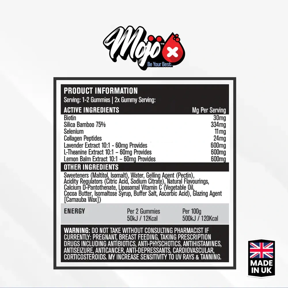 MOJO supplement facts label