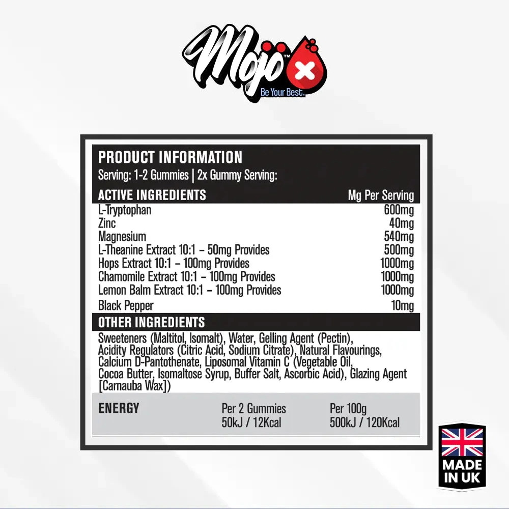 MOJO supplement facts label
